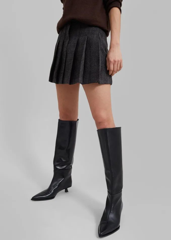 Women Niamh Mini Pleated Skirt 8211 Charcoal The Frankie Shop Bottoms