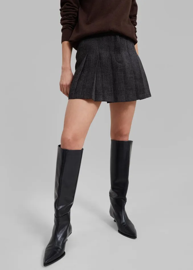 Women Niamh Mini Pleated Skirt 8211 Charcoal The Frankie Shop Bottoms
