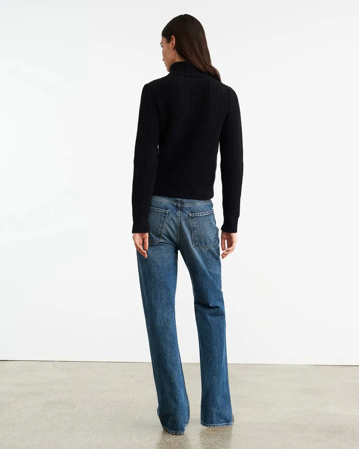 Women Nili Lotan BRONWYN TURTLENECK SWEATER Dark Navy Knits and Sweaters
