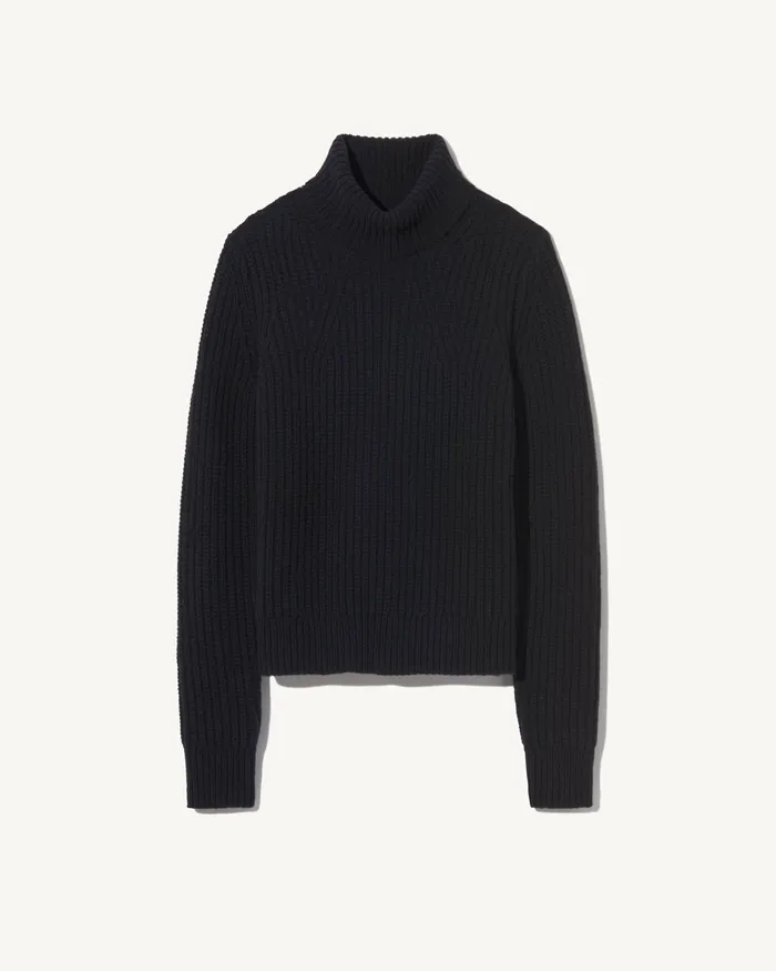 Women Nili Lotan BRONWYN TURTLENECK SWEATER Dark Navy Knits and Sweaters