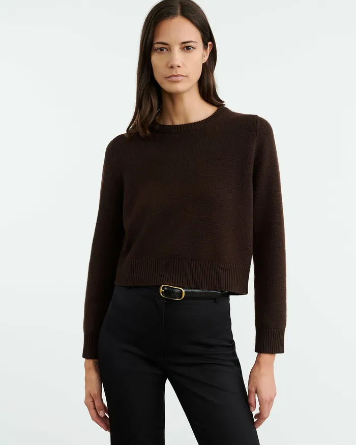 Women Nili Lotan POPPY SWEATER Espresso Knits and Sweaters