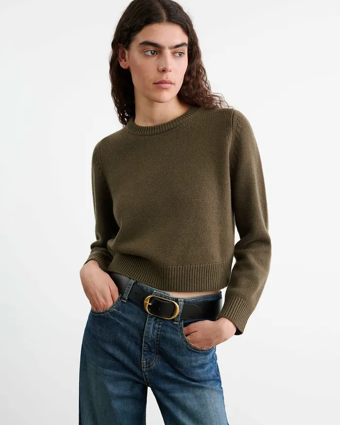Women Nili Lotan POPPY SWEATER Espresso Knits and Sweaters
