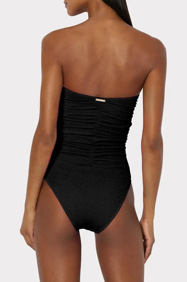 Women One Piece Swimsuits Milly Textured Ruched One Piece Black