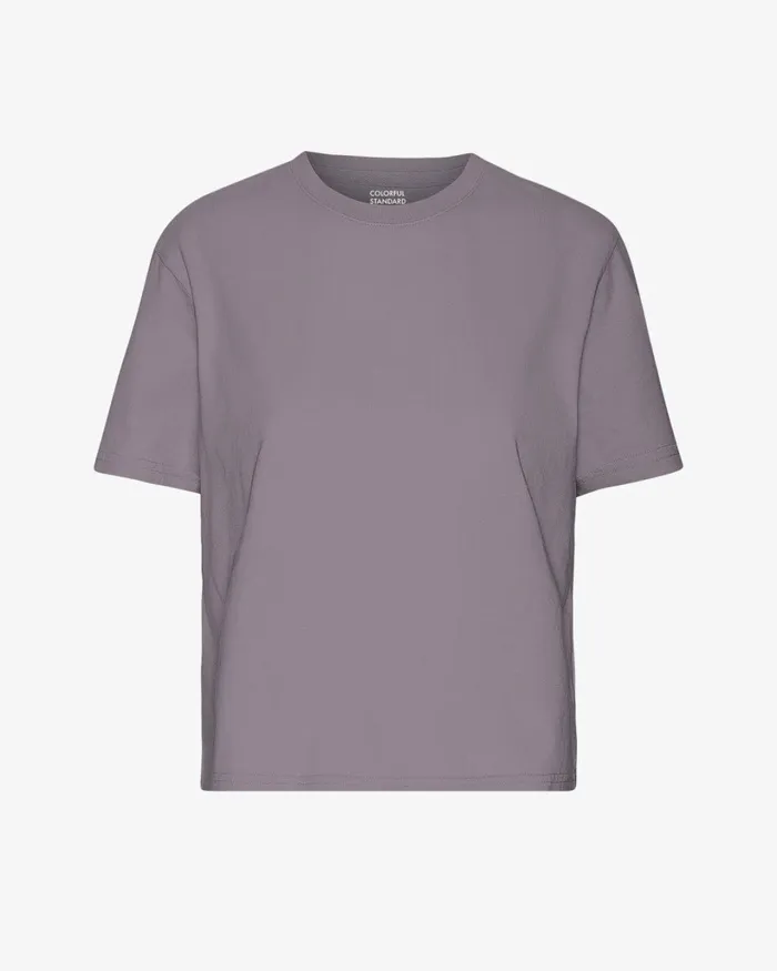 Women Organic Boxy Crop Tee Purple Haze Colorful Standard TShirts