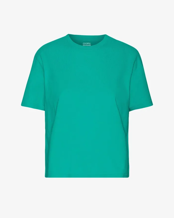 Women Organic Boxy Crop Tee Tropical Sea Colorful Standard TShirts