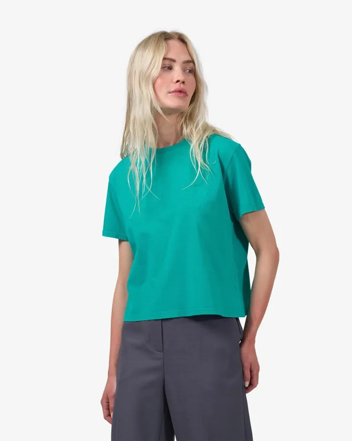 Women Organic Boxy Crop Tee Tropical Sea Colorful Standard TShirts
