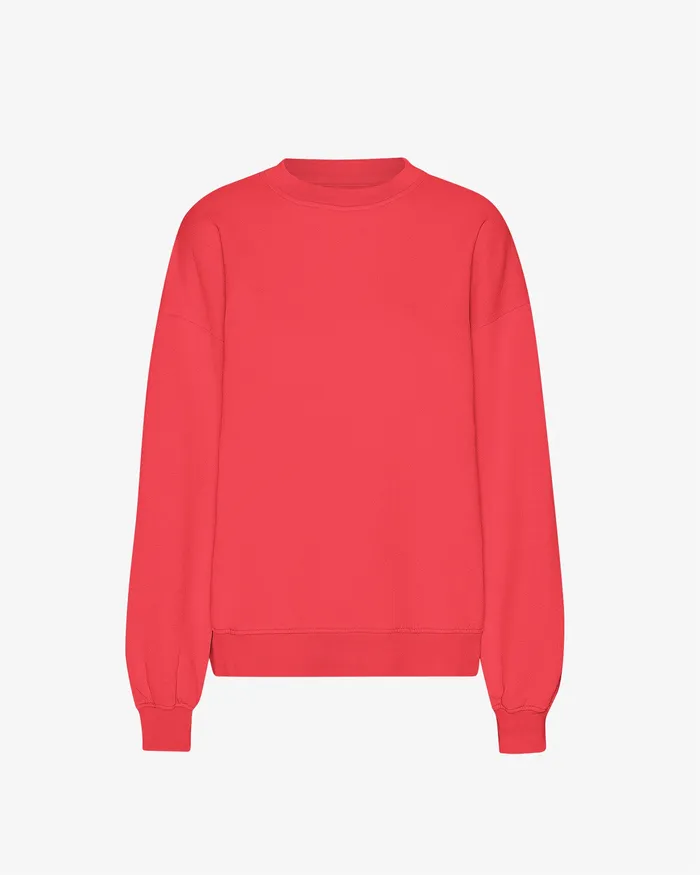 Women Organic Oversized Crew 8211 Red Tangerine Crewneck Sweatshirts Colorfulstandard