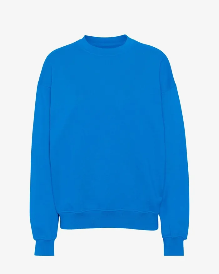 Women Organic Oversized Crew Pacific Blue Colorful Standard Crewneck Sweatshirts