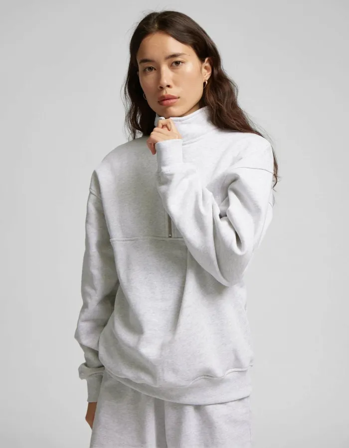 Women Organic Quarter Zip Ivory White Colorful Standard Quarter Zips