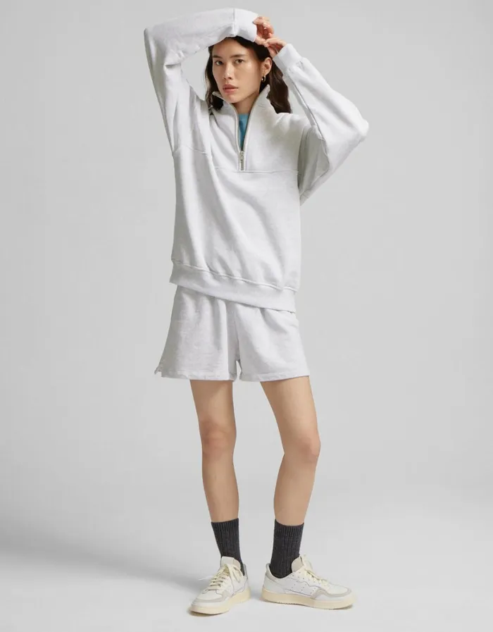 Women Organic Quarter Zip Ivory White Colorful Standard Quarter Zips