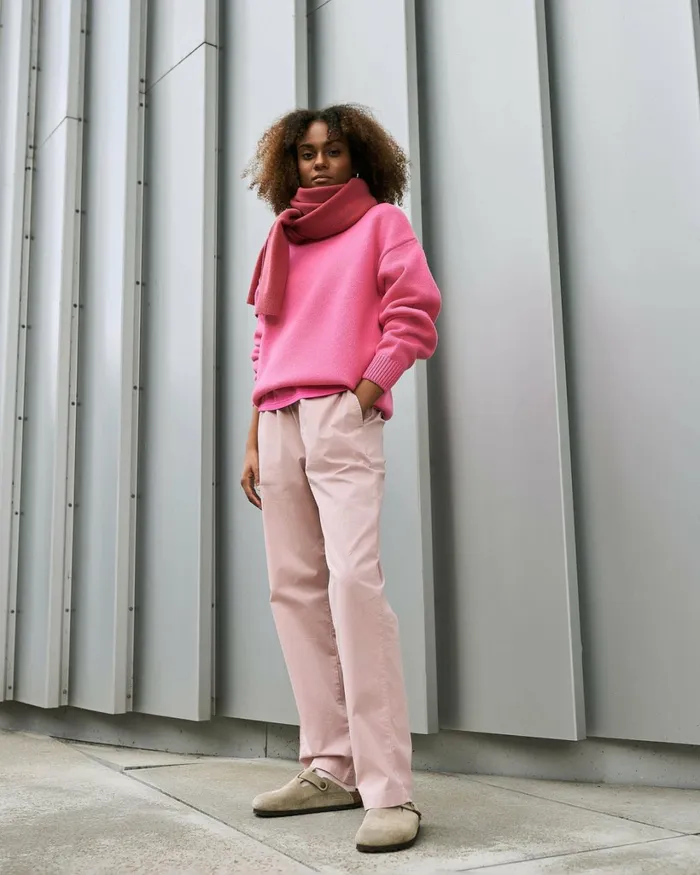Women Organic Twill Pants Optical White Colorful Standard Pants