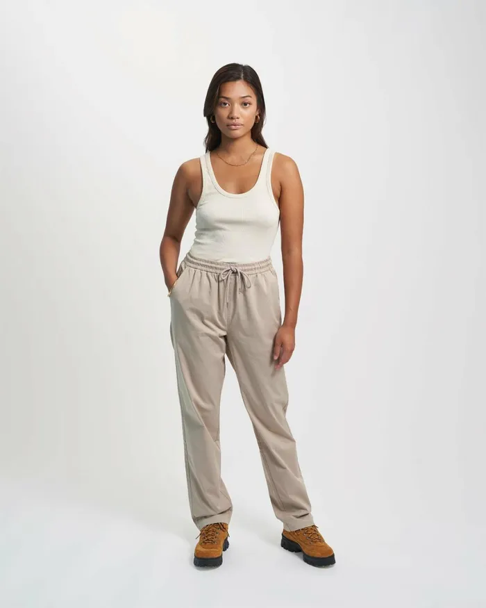 Women Organic Twill Pants Oyster Grey Colorful Standard Pants