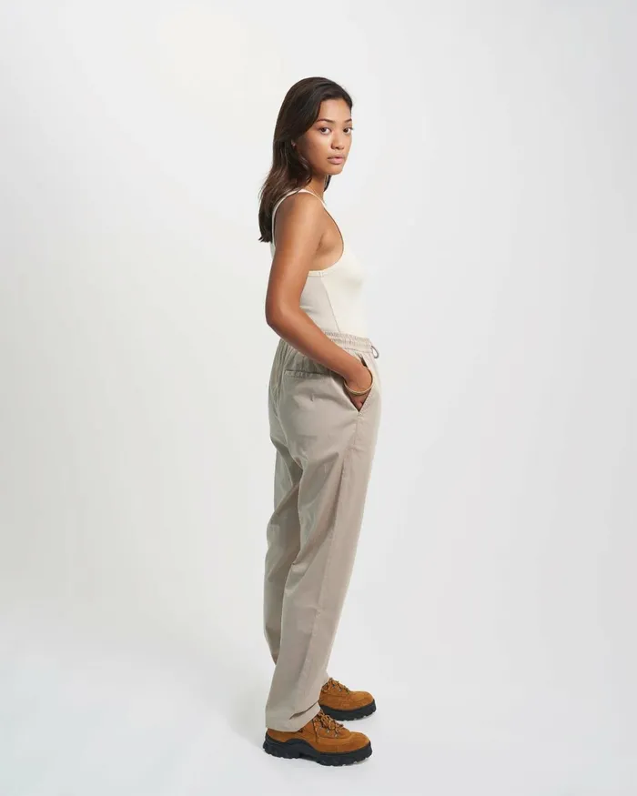Women Organic Twill Pants Oyster Grey Colorful Standard Pants