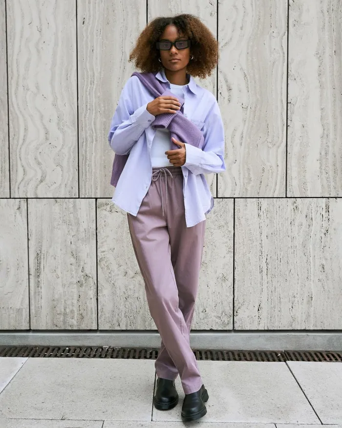 Women Organic Twill Pants Oyster Grey Colorful Standard Pants