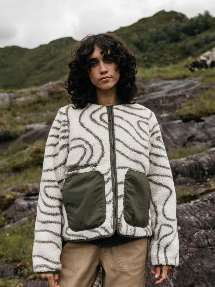 Women Orsik Fleece Printed Jacket Contour Print Finisterre Jackets Coats and Gilets