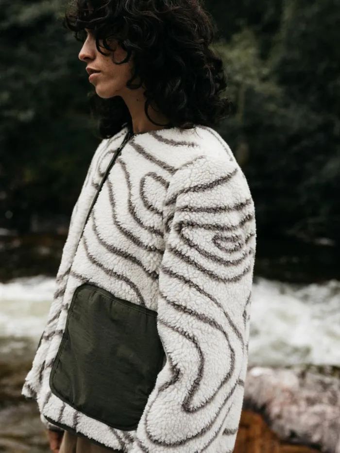 Women Orsik Fleece Printed Jacket Contour Print Finisterre Jackets Coats and Gilets Women Orsik Fleece Printed Jacket Contour Print Finisterre Jackets Coats and Gilets