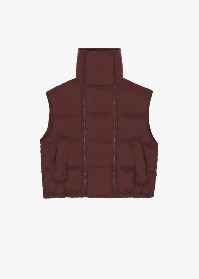 Women Otley Sleeveless Puffer Vest 8211 Burgundy The Frankie Shop Outerwear