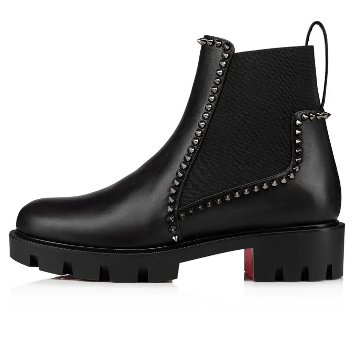 Women Out Lina Spike Lug Low Boots 8211 Calf Leather 8211 Black Christian Louboutin Boots