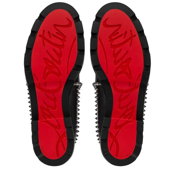 Women Out Lina Spike Lug Low Boots 8211 Calf Leather 8211 Black Christian Louboutin Boots