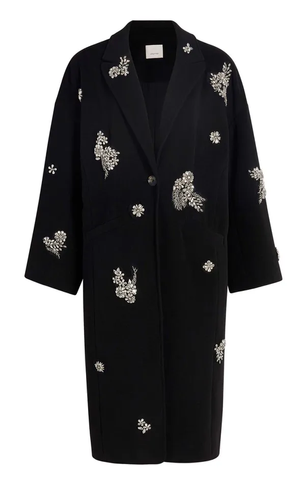 Women Outerwear Cinq Sept Crystal Ivy Gravis Coat Black