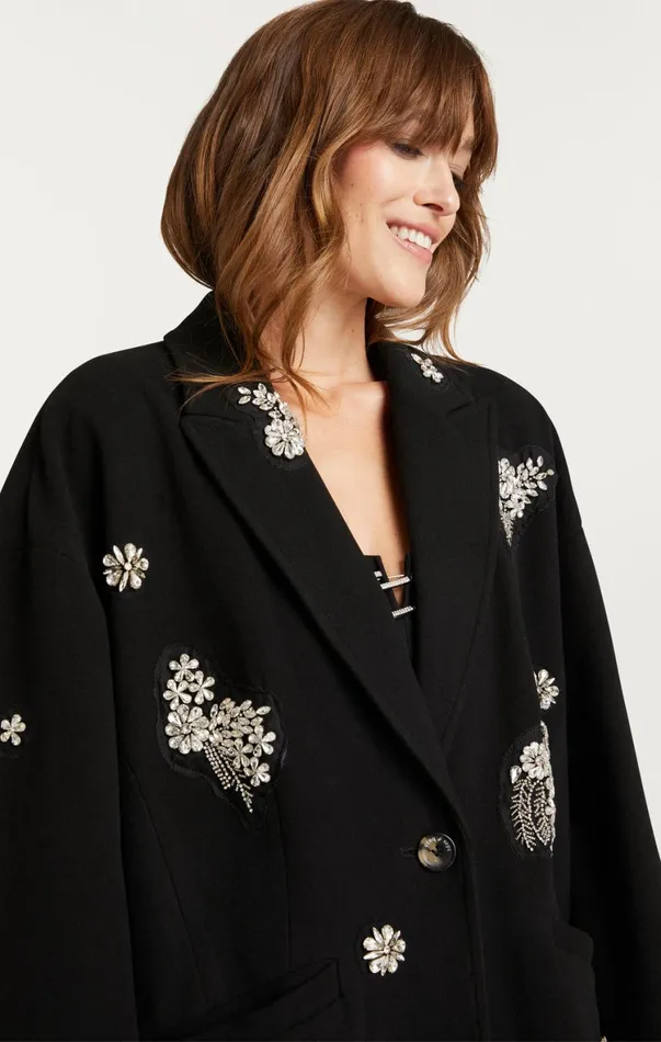 Women Outerwear Cinq Sept Crystal Ivy Gravis Coat Black