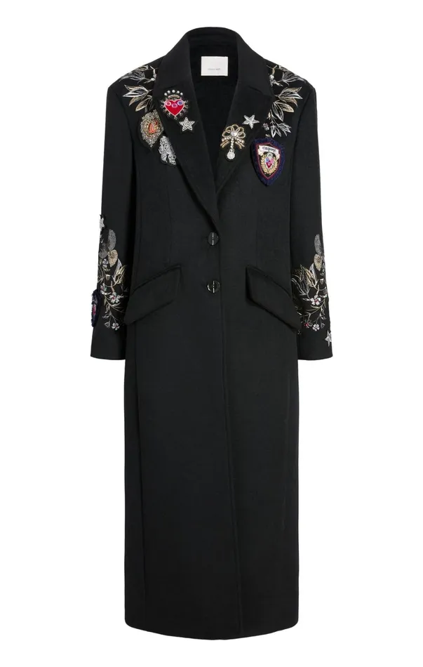 Women Outerwear Cinq Sept Heritage Patch Gravis Coat Black Multi
