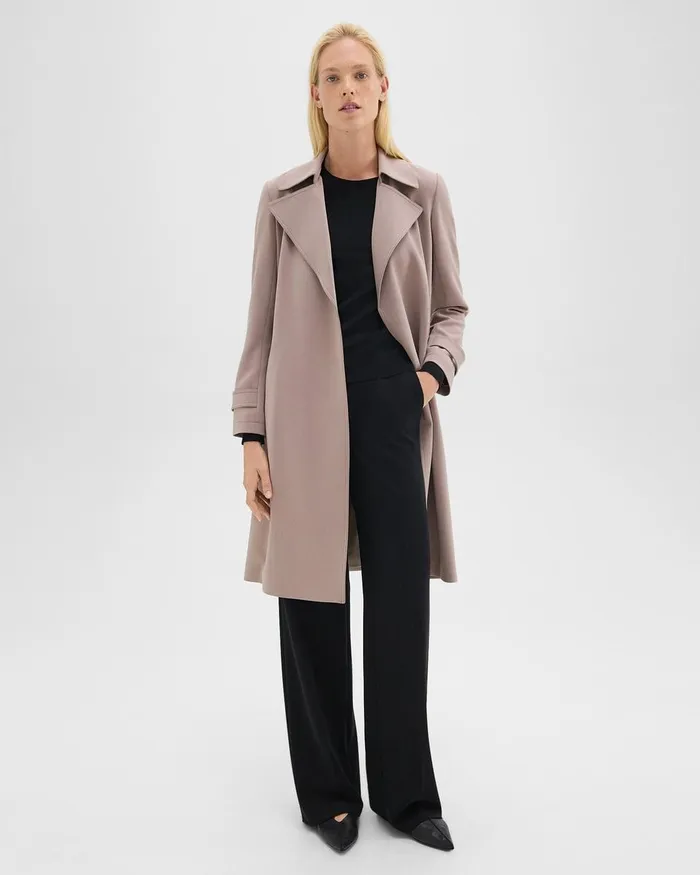 Women Outerwear Theory Oaklane Trench Coat In Admiral Crepe Cinder