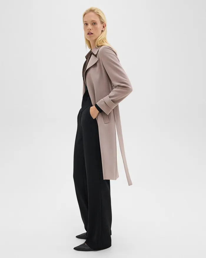 Women Outerwear Theory Oaklane Trench Coat In Admiral Crepe Cinder
