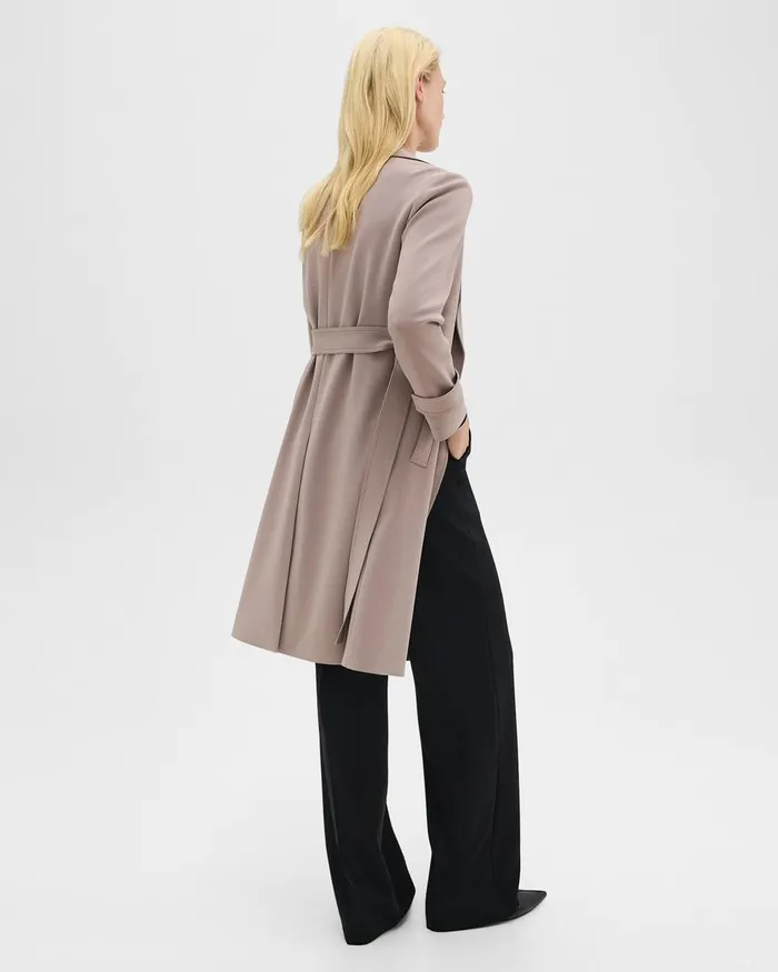 Women Outerwear Theory Oaklane Trench Coat In Admiral Crepe Cinder