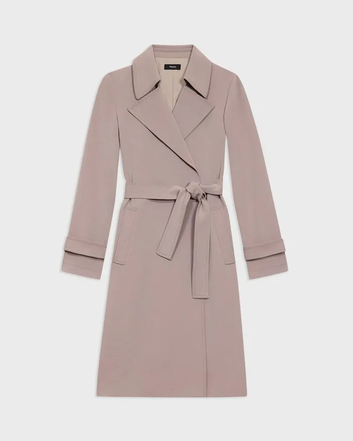 Women Outerwear Theory Oaklane Trench Coat In Admiral Crepe Cinder