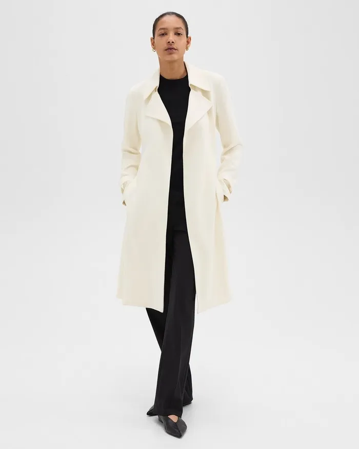 Women Outerwear Theory Oaklane Trench Coat In Admiral Crepe Rice
