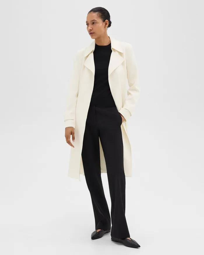 Women Outerwear Theory Oaklane Trench Coat In Admiral Crepe Rice