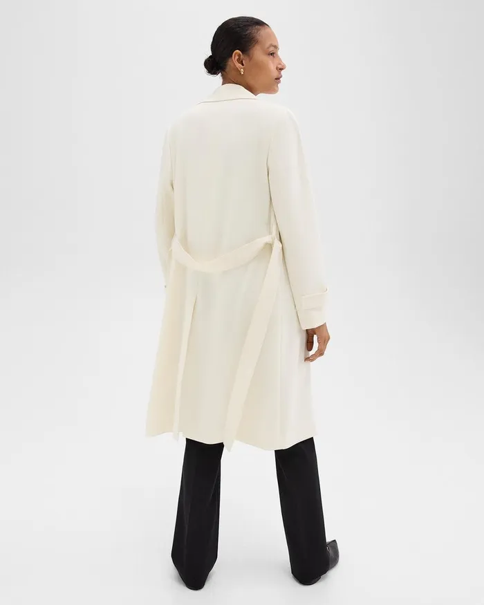 Women Outerwear Theory Oaklane Trench Coat In Admiral Crepe Rice