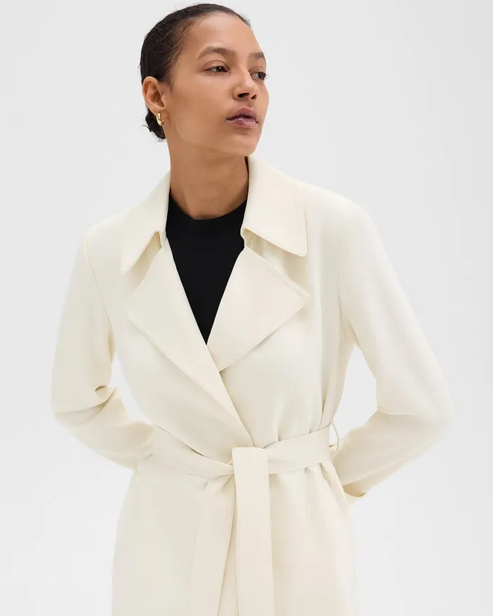 Women Outerwear Theory Oaklane Trench Coat In Admiral Crepe Rice