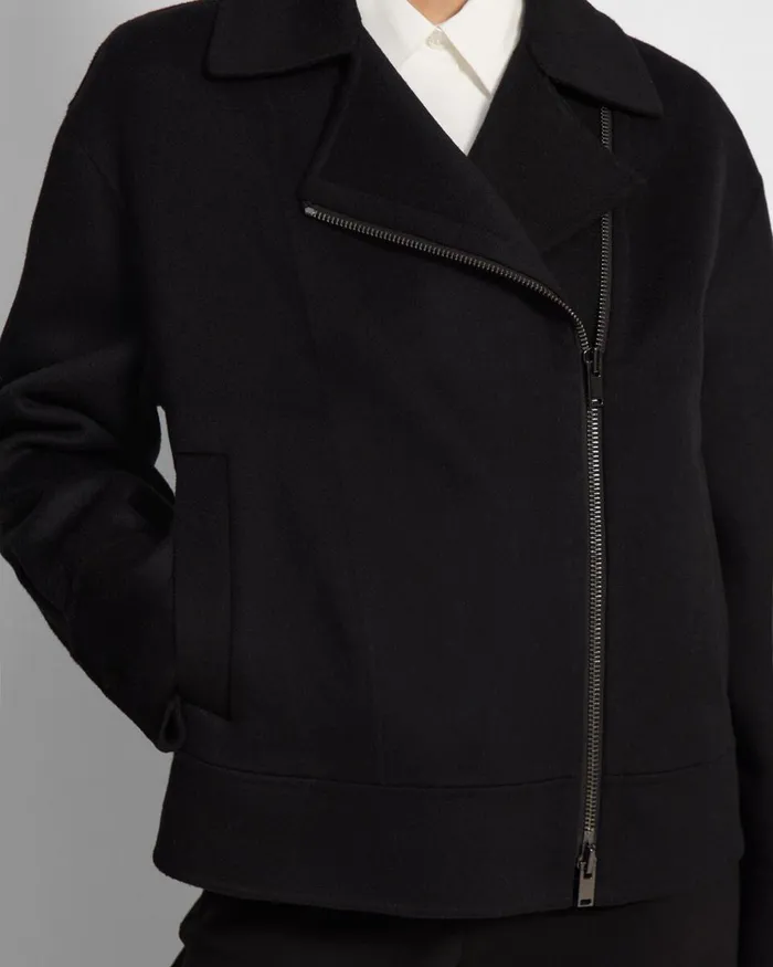 Women Outerwear Theory Oversized Moto Jacket In DoubleFace WoolCashmere Black
