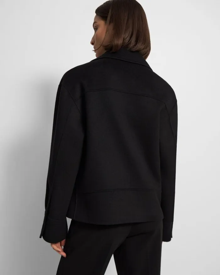Women Outerwear Theory Oversized Moto Jacket In DoubleFace WoolCashmere Black