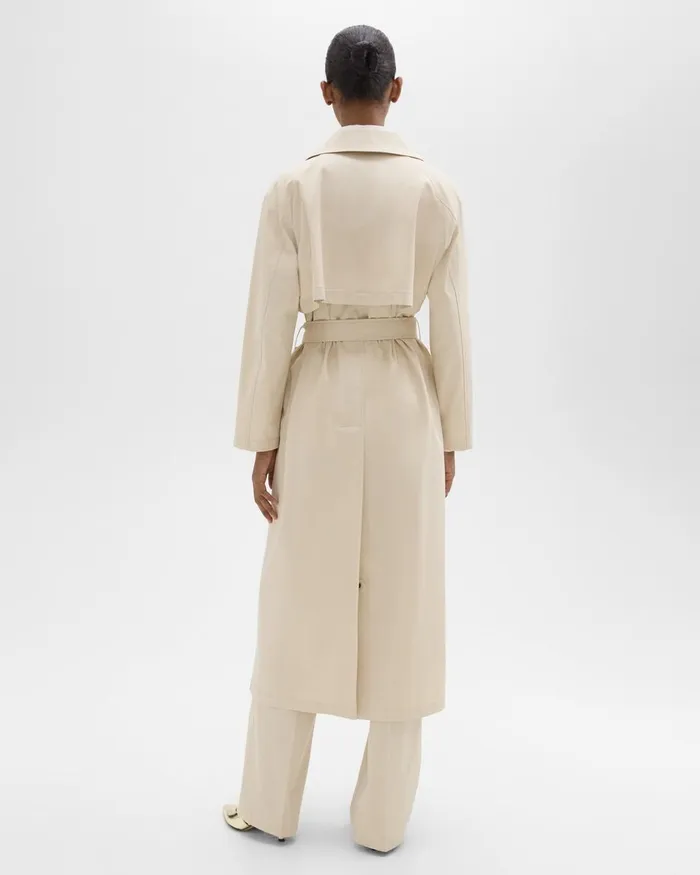 Women Outerwear Theory Wrap Trench Coat In Organic Cotton Sand