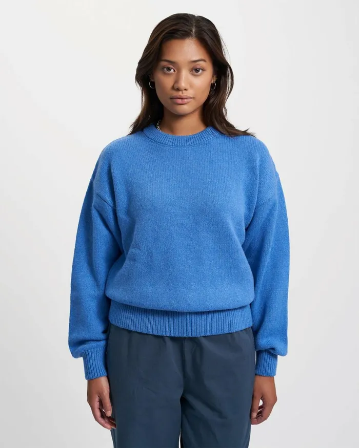 Women Oversized Merino Wool Crew Ivory White Colorful Standard Knit Sweaters