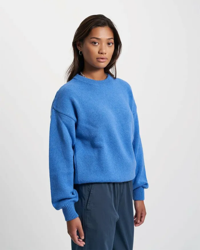 Women Oversized Merino Wool Crew Ivory White Colorful Standard Knit Sweaters