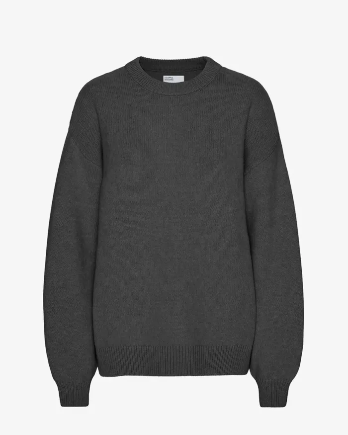 Women Oversized Merino Wool Crew Lava Grey Colorful Standard Knit Sweaters