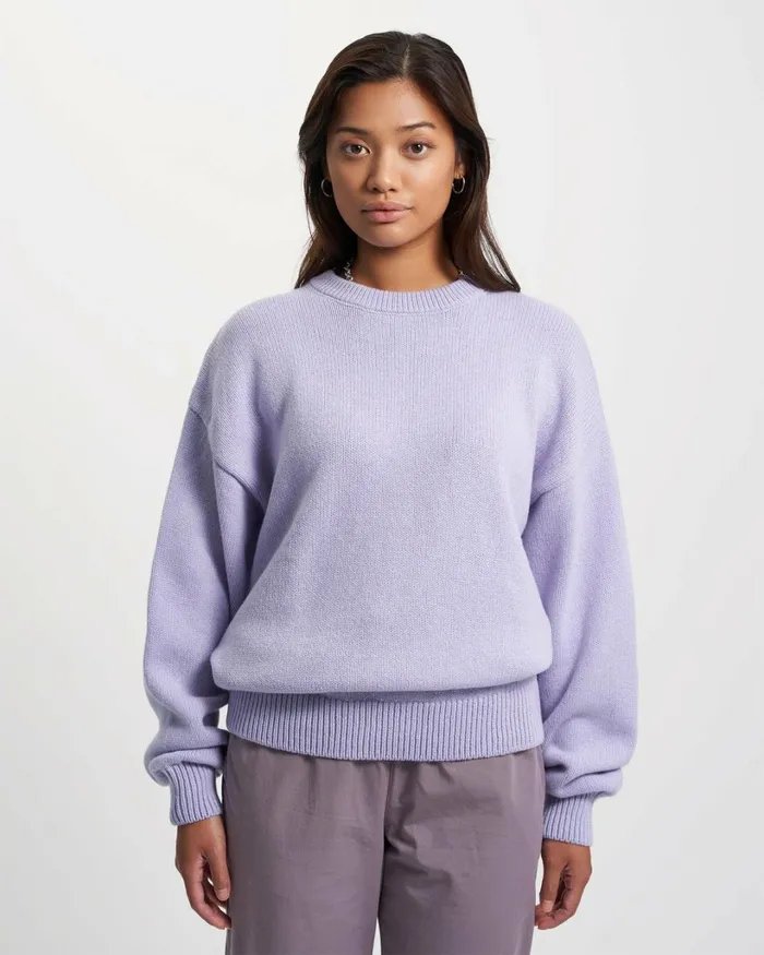 Women Oversized Merino Wool Crew Lava Grey Colorful Standard Knit Sweaters