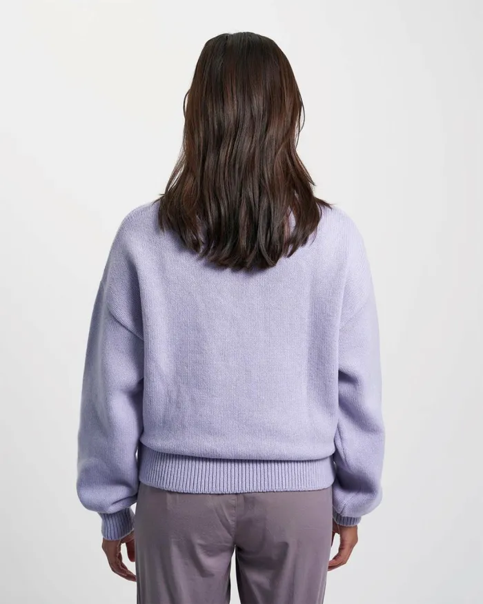 Women Oversized Merino Wool Crew Lava Grey Colorful Standard Knit Sweaters