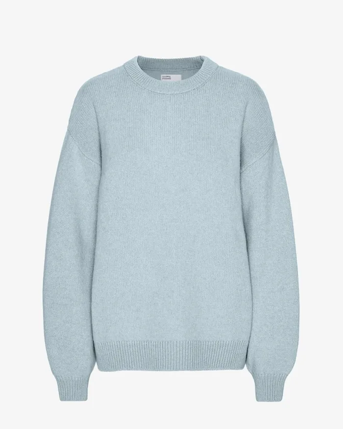 Women Oversized Merino Wool Crew Polar Blue Colorful Standard Knit Sweaters