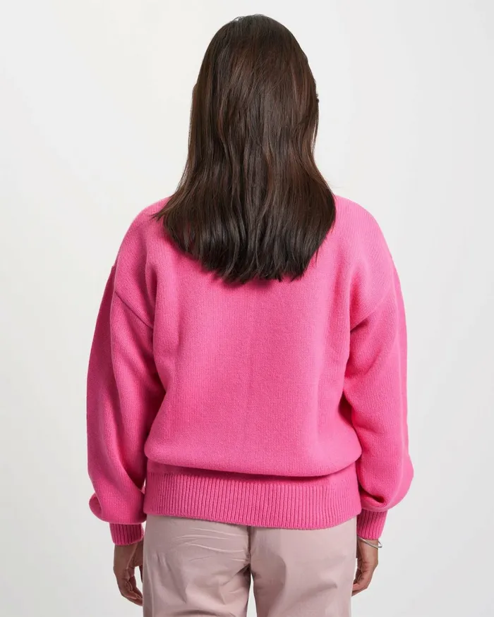 Women Oversized Merino Wool Crew Polar Blue Colorful Standard Knit Sweaters