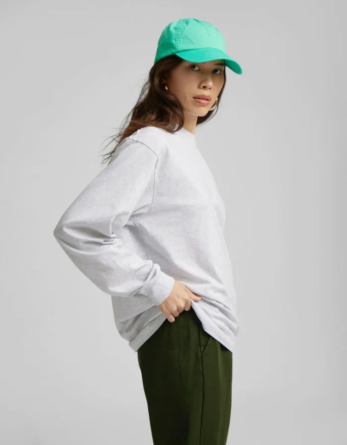 Women Oversized Organic LS TShirt Ivory White Colorful Standard Long Sleeve Tops