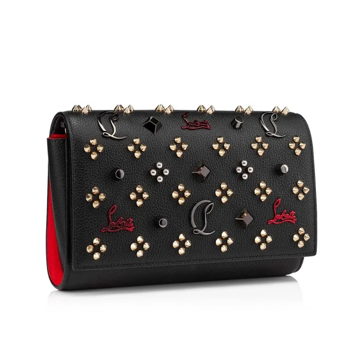Women Paloma Clutch 8211 Grained Calf Leather And Spikes Loubinthesky 8211 Black Christian Louboutin Crossbody Bags