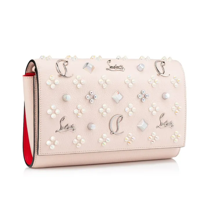 Women Paloma Clutch 8211 Grained Calf Leather And Spikes Loubinthesky 8211 Leche Christian Louboutin Shoulder Bags