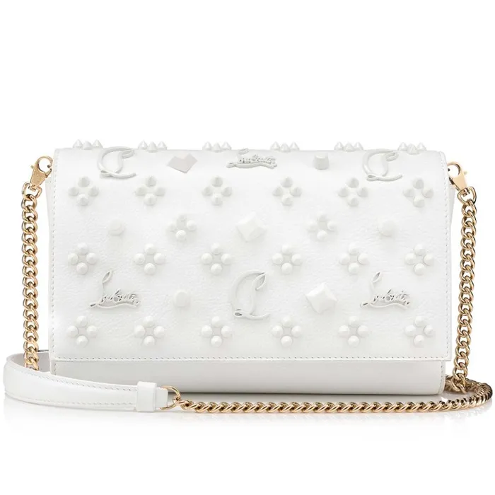 Women Paloma Clutch Clutch 8211 Calf Leather And Spikes Loubinthesky 8211 Bianco Christian Louboutin Shoulder Bags