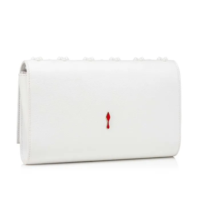 Women Paloma Clutch Clutch 8211 Calf Leather And Spikes Loubinthesky 8211 Bianco Christian Louboutin Shoulder Bags