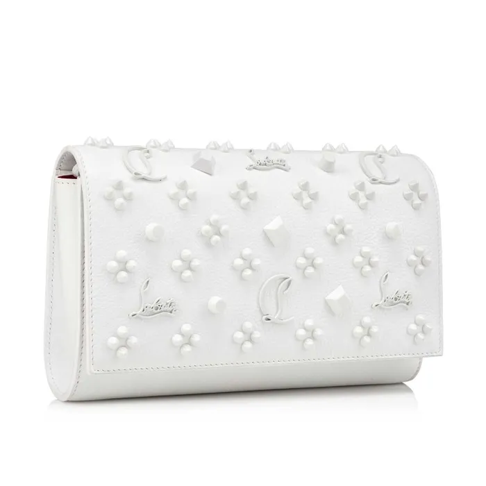 Women Paloma Clutch Clutch 8211 Calf Leather And Spikes Loubinthesky 8211 Bianco Christian Louboutin Shoulder Bags